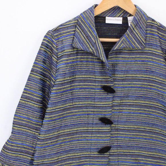 Drapers & Damons Blazer Jacket Womens Multicolor Striped Button Front Small S - Picture 3 of 9